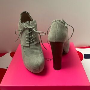 Betsey Johnson Gray Suede Lace-Up Heels